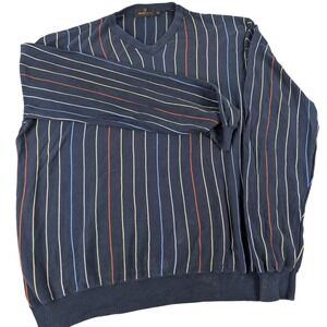 VTG Bugatchi Uomo Mens XXL Blue Silk Cotton V-Neck Sweater Luxury Knit Italy